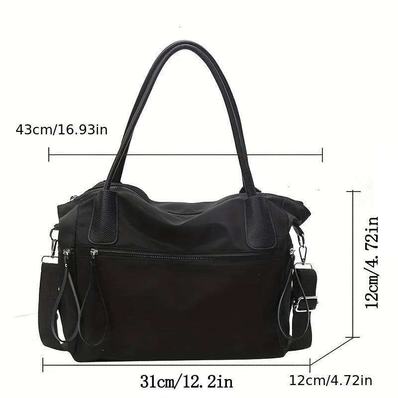 Vintage Nylon Women Large Capacity Waterproof Shoulder Bag Daily Commuting Handbag
