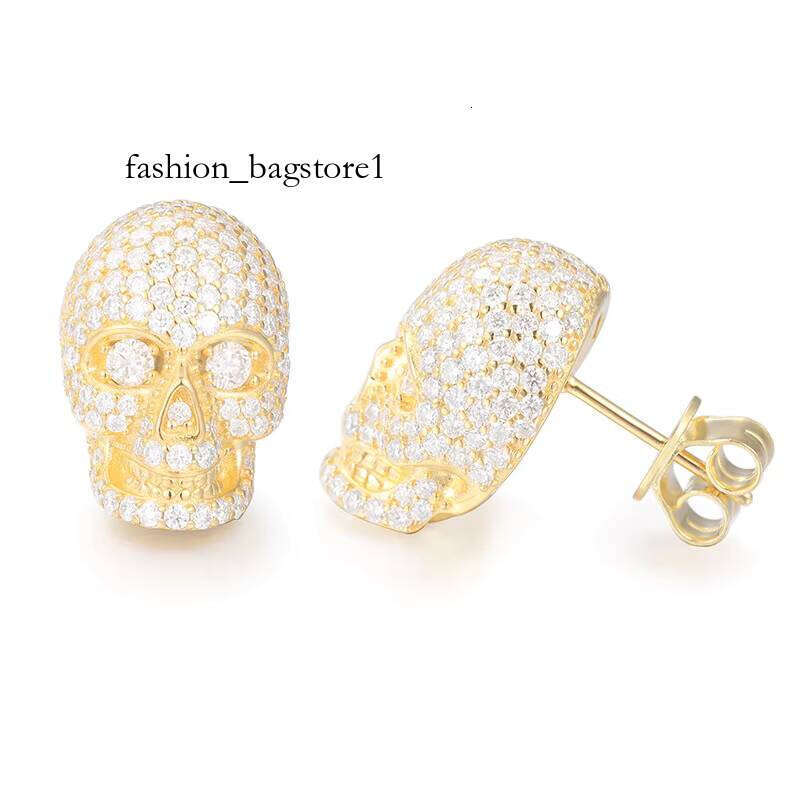 Fashion Skull S Sterling Sier Moissanite Stud Earrings Screw Back GRA Certificated Can Dia Test Jewelry