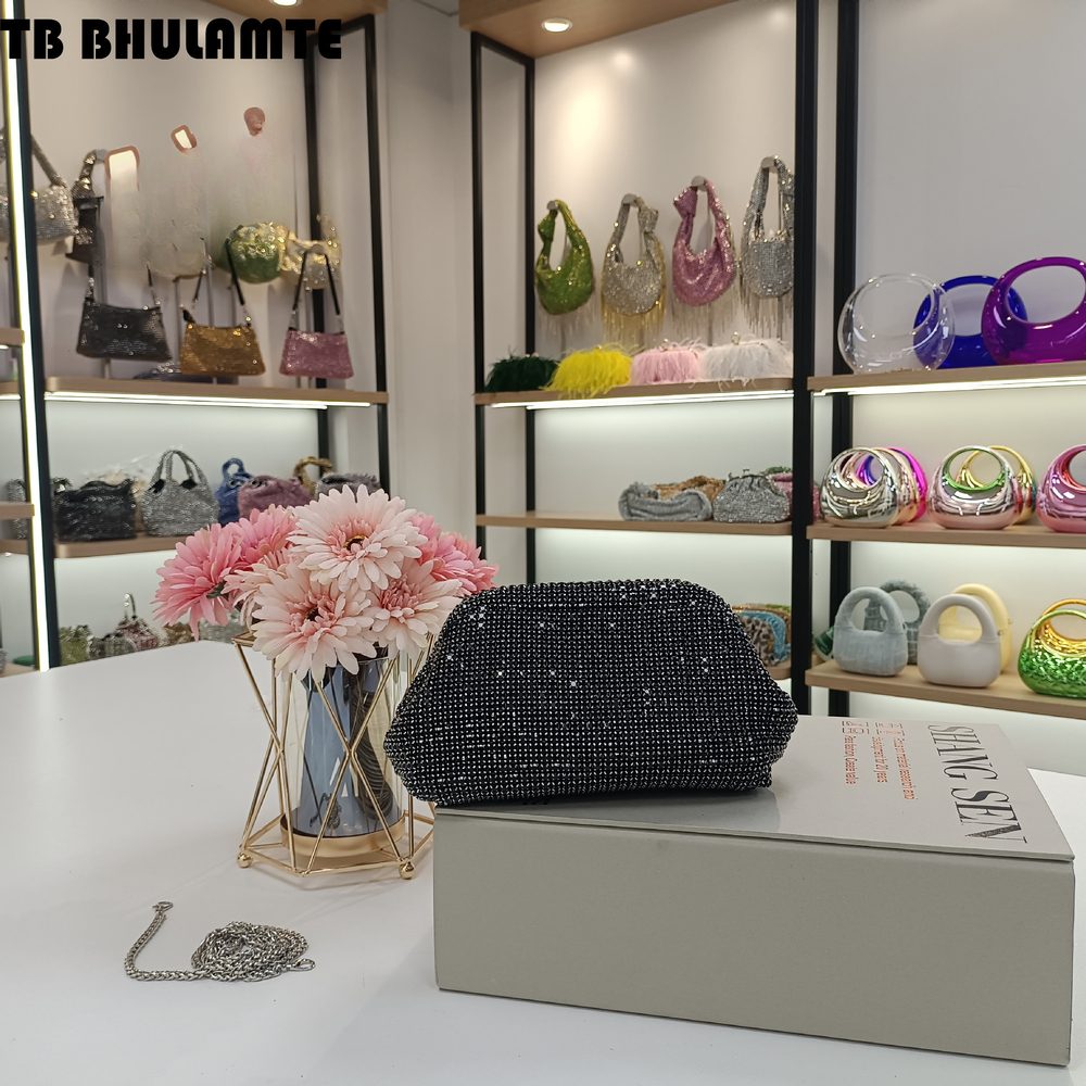 Free Shipping Designer Bag 2025 Luxury Bag Light Luxury Diamond-studded Shell Bag Rhinestone Evening Bag Women's Handheld Underarm Bag Diamond-st