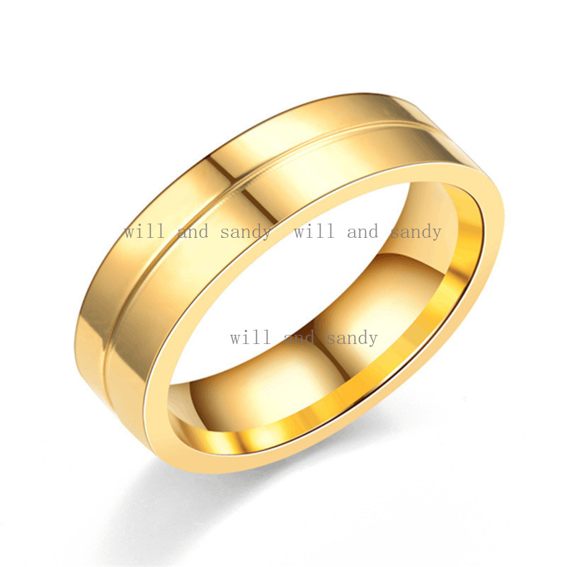Stainless Steel Diamond Wedding Promise Ring Band Gold Cubic Zirconia Groove rings for Women Men couple rings Fashion Designer Jewelry Will and Sandy