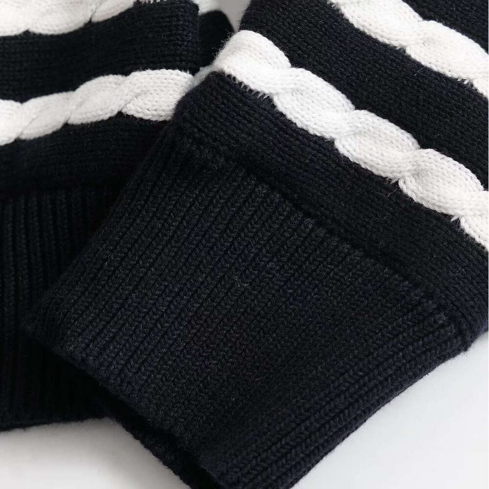 DHEssentials M Fengfeng 2025 New Fashionable Elegant Women's Striped Cable Knit Cardigan 05767575401