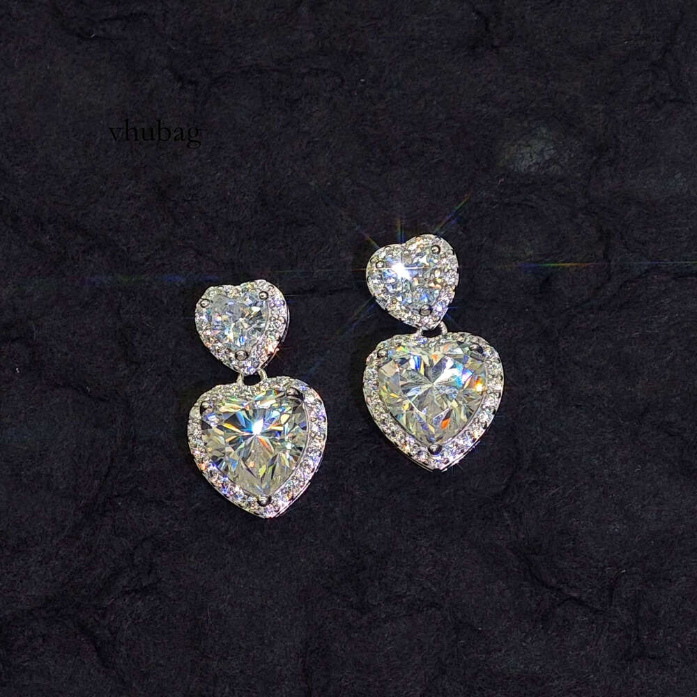 Ilona Sier Pendant Romantic Moissanite Fashionable Jewelry Heart Stud Earrings