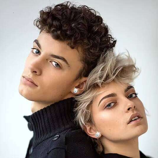 Lab-Grown Dia & Moissanite Stud Earrings White Gold Plated Sterling Sier 0.5-2CT D/VVS1 Hypoallergenic Jewelry