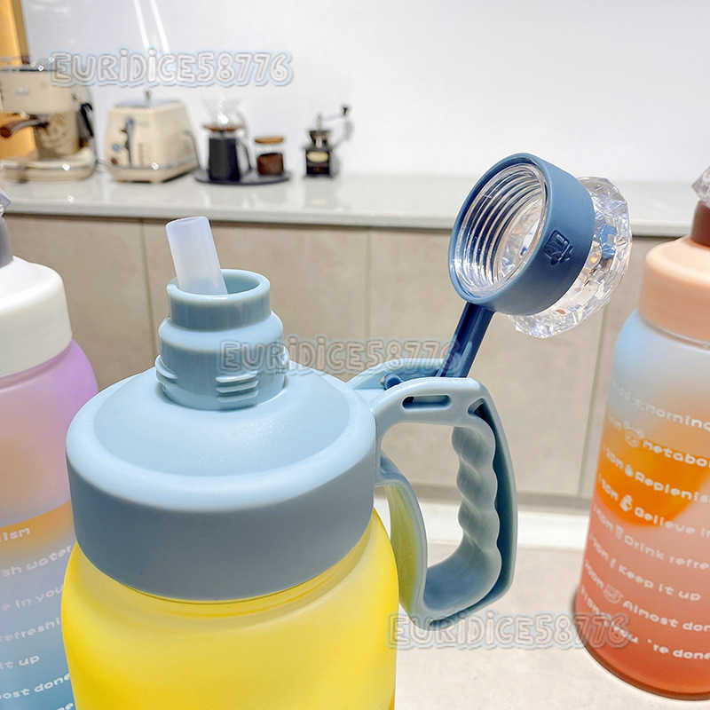 Gorgeous Gradient Space Plastic Cup Sports Water Cup Female Summer Portable Large Capacity Water Cup Straw Plastic Cup H250911