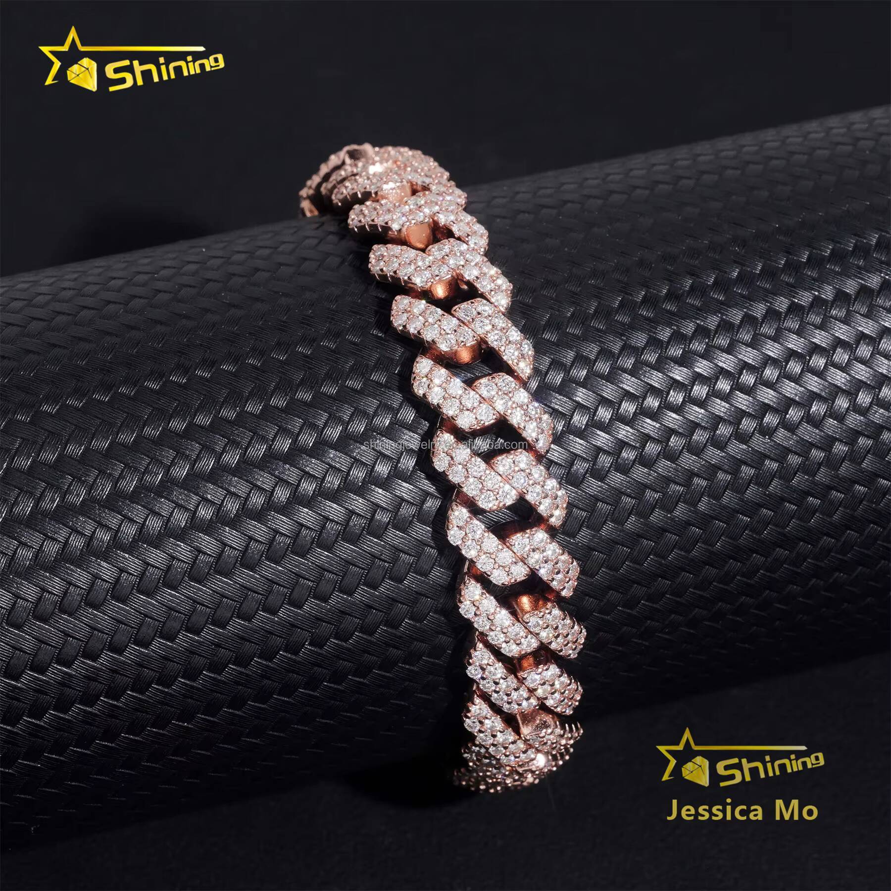 Customized Unique Nmae Lock Hip Hop 12mm 2Rows Jewelry VVS1 Moissanite Diamond Iced Out S925 Silver Miami Cuban Bracelet