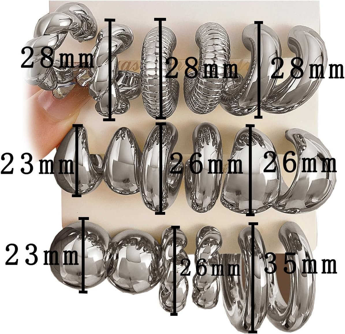 24 Pairs Gold Hoop Earrings Set for Women Hypoallergenic Chunky Chain Twisted Open Hoops Dangle Earring Packs for Birthday Party Christmas Fashion Jew
