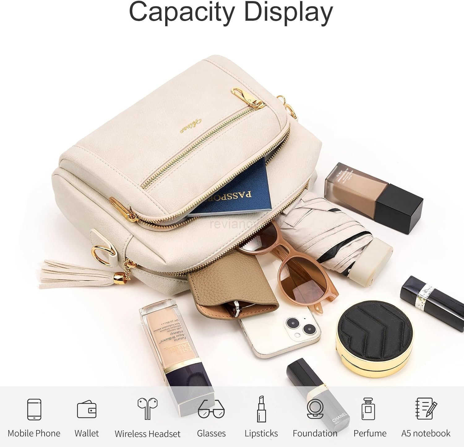 Crossbody Bags for Women Small Leather Anti Theft Purses and Handbags with Wide Strap and TasselW250911