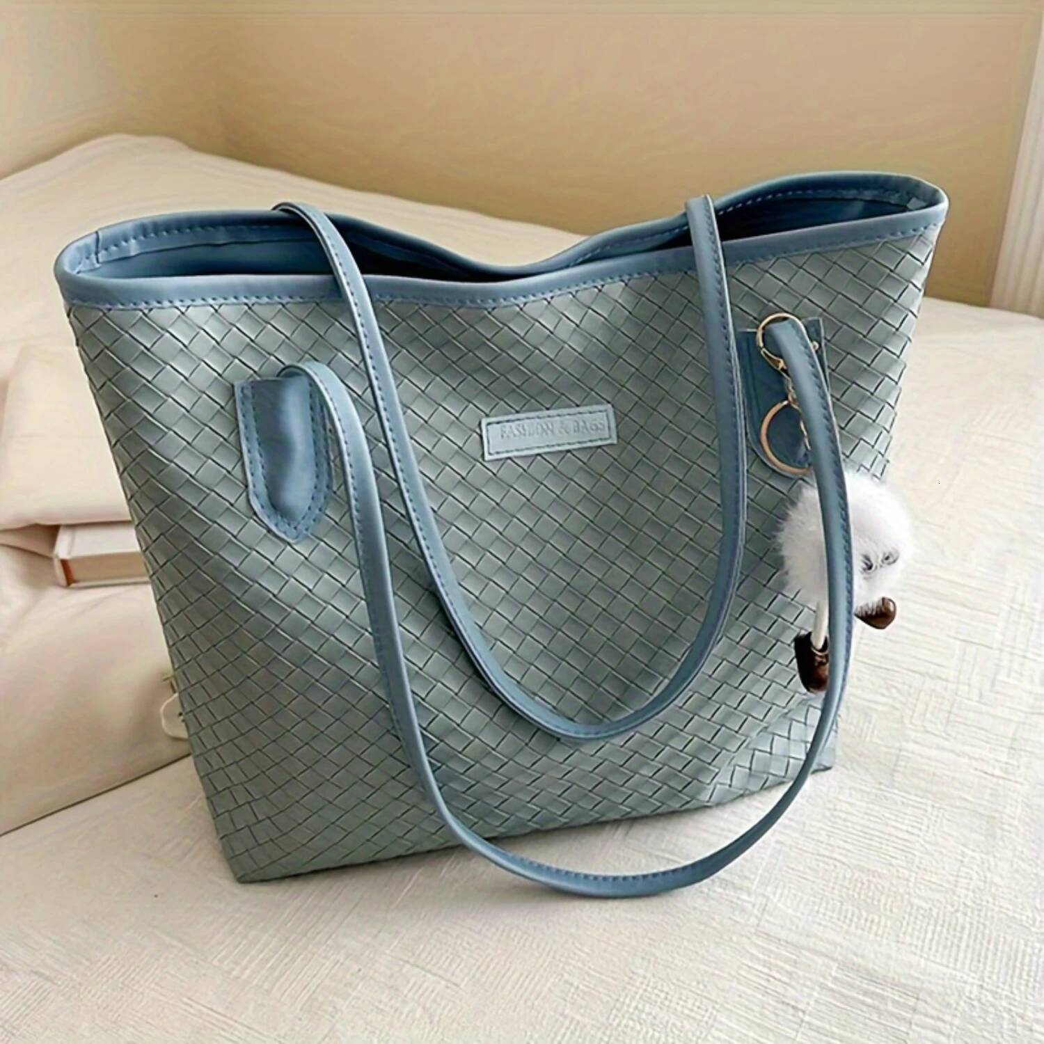 Large Capacity Tote Bag For Women With Woven Design & Dual Handles