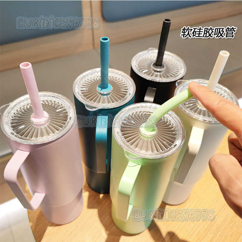 Handle Ice Cup 304 Stainless Steel Large Capacity Insulated Cup Outdoor Car Cup with Straw H250911
