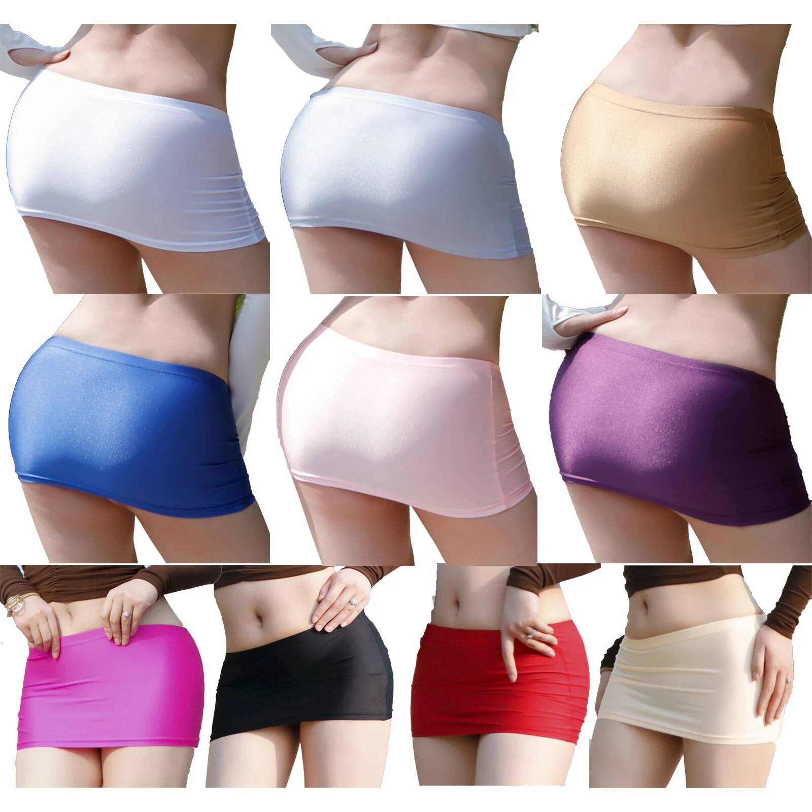 Womens Low Rise Miniskirt Solid Color Elastic Waistband Lingerie Bodycon Mini Sheer Ultra Pencil Skirt Beachwear Nightwear dongdumaoyi