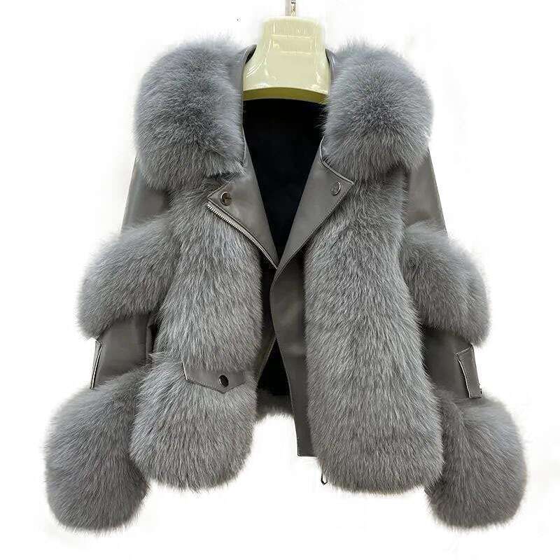 Women's Clothing Fox Quilted Casual Style Fur Coat Loose High Quality