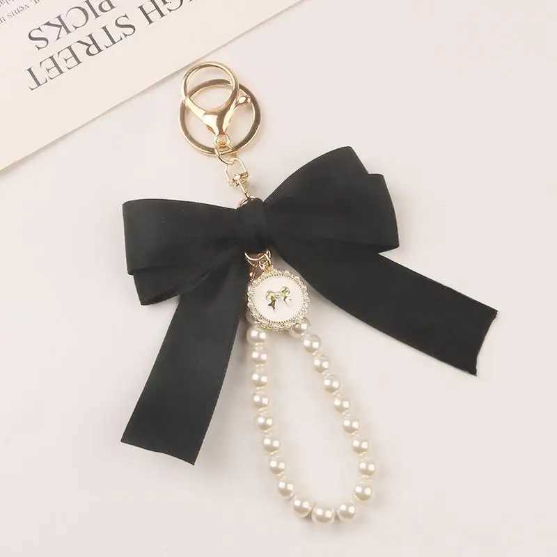 Fashion Large Bowknot Ribbon Pearl Key Chain Womens Multicolor DIY Key Pendant Hanging Ornament Sweet Bag Accessories 1 S250911 SS
