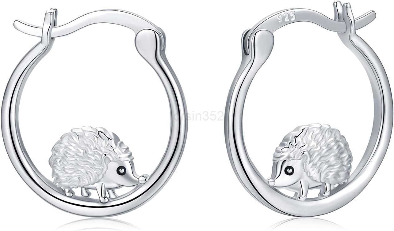 Animal Earrings 925 Sterling Silver HedgehogCatRaccoonMermaidPanda Hoop Earrings Hypoallergenic Hoop Huggie Earrings Animal Jewelry Gifts for WomenW25
