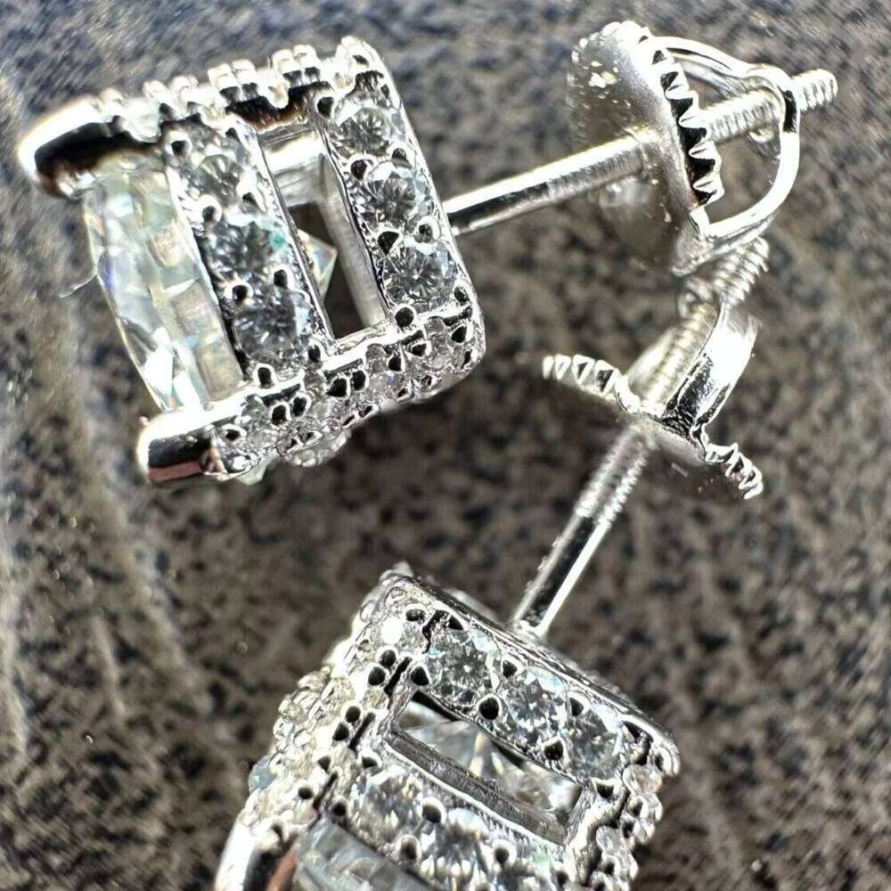 Wholesale Vvs Moissanite Round Cut Dia Earring Factory Price Solid Gold Screw Back Hoop Stud Earrings Men Women