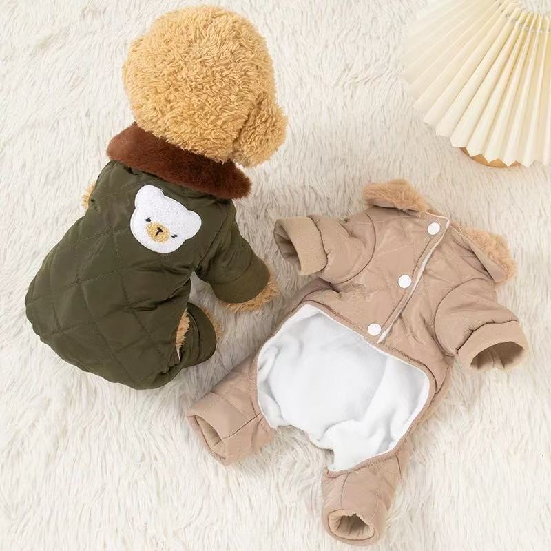 T1178 Dog clothes autumn and winter style hooded warm thick anti-shedding Teddy Bichon Pomeranian cat small dog four-legged clothes