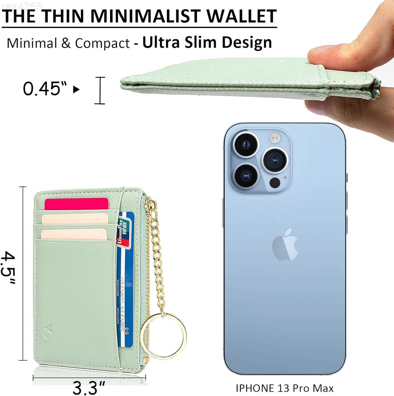 Slim RFID Blocking Card Holder Small Pocket Wallet Keychian Zipper Coin Purse Mini Cash Coin Cards Case for Women MenW250911