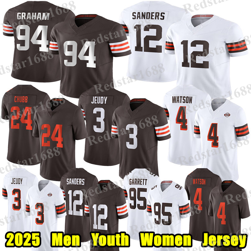 #12 Shedeur Sanders Football Jersey #95 Myles Garrett Jerry Jeudy Mason Graham Quinshon Judkins David Njoku Joe Thomas Greg Newsome II Denzel Ward Joe Flacco jerseys
