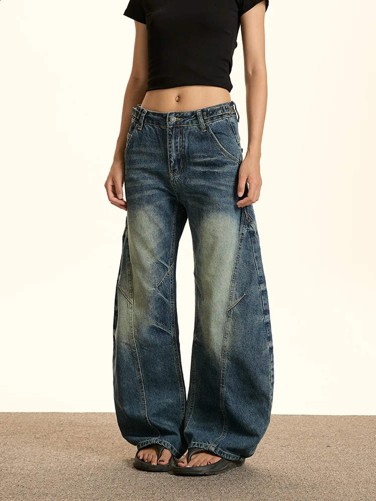 Womens Blue Y2k Jeans Harajuku 90s Vintage Baggy Denim Trouser Japanese 2000s Style Boyfriend Pants Oversize Clothes 250911