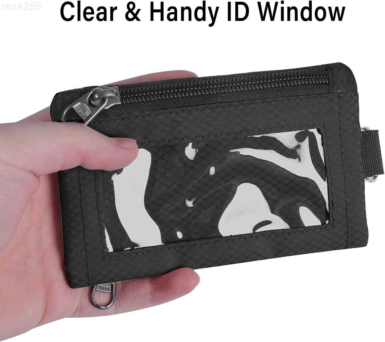 RFID Blocking Wallet Minimalist Wallet for Men Small Wallet for Women with Lanyard Keychain ID Holder Zipper for Cards Coins Travel Waterresistant Bla