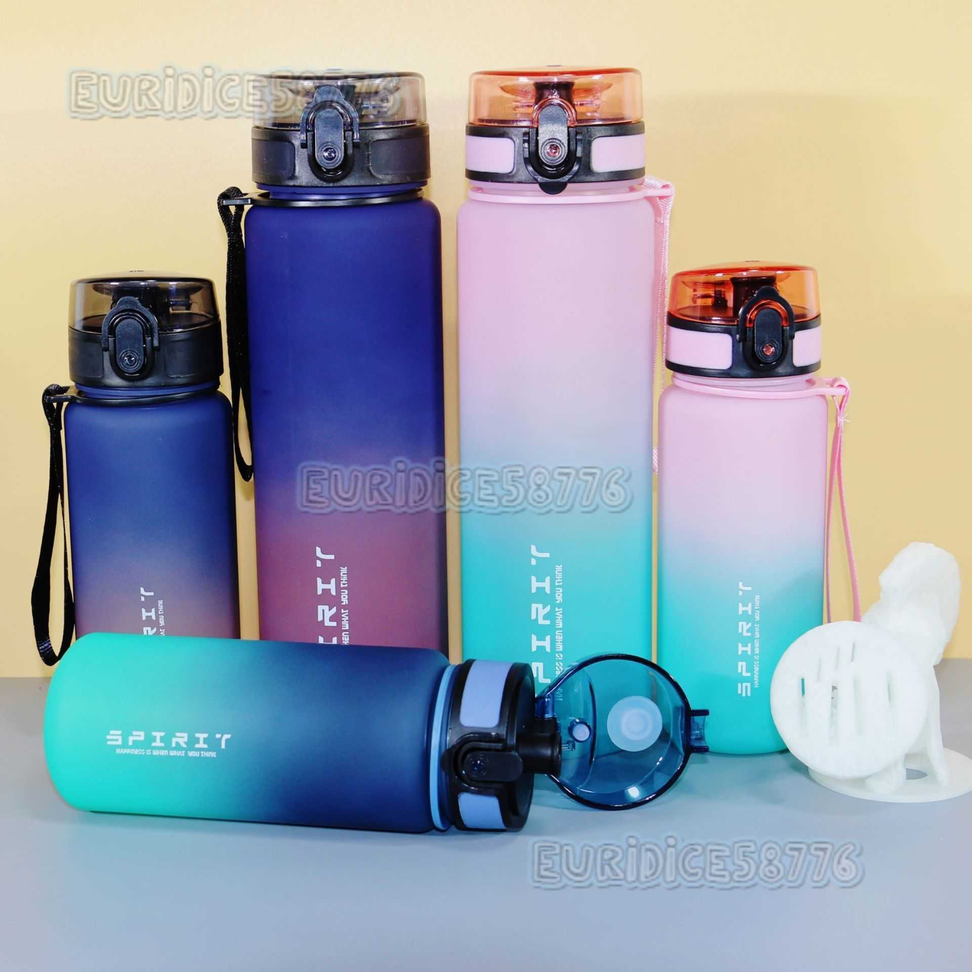 Gradient Portable Men and Women Students Sports Outdoor Large Capacity Water Bottle Plastic Water Cup Direct Drinking Multispecification Water Cup H25