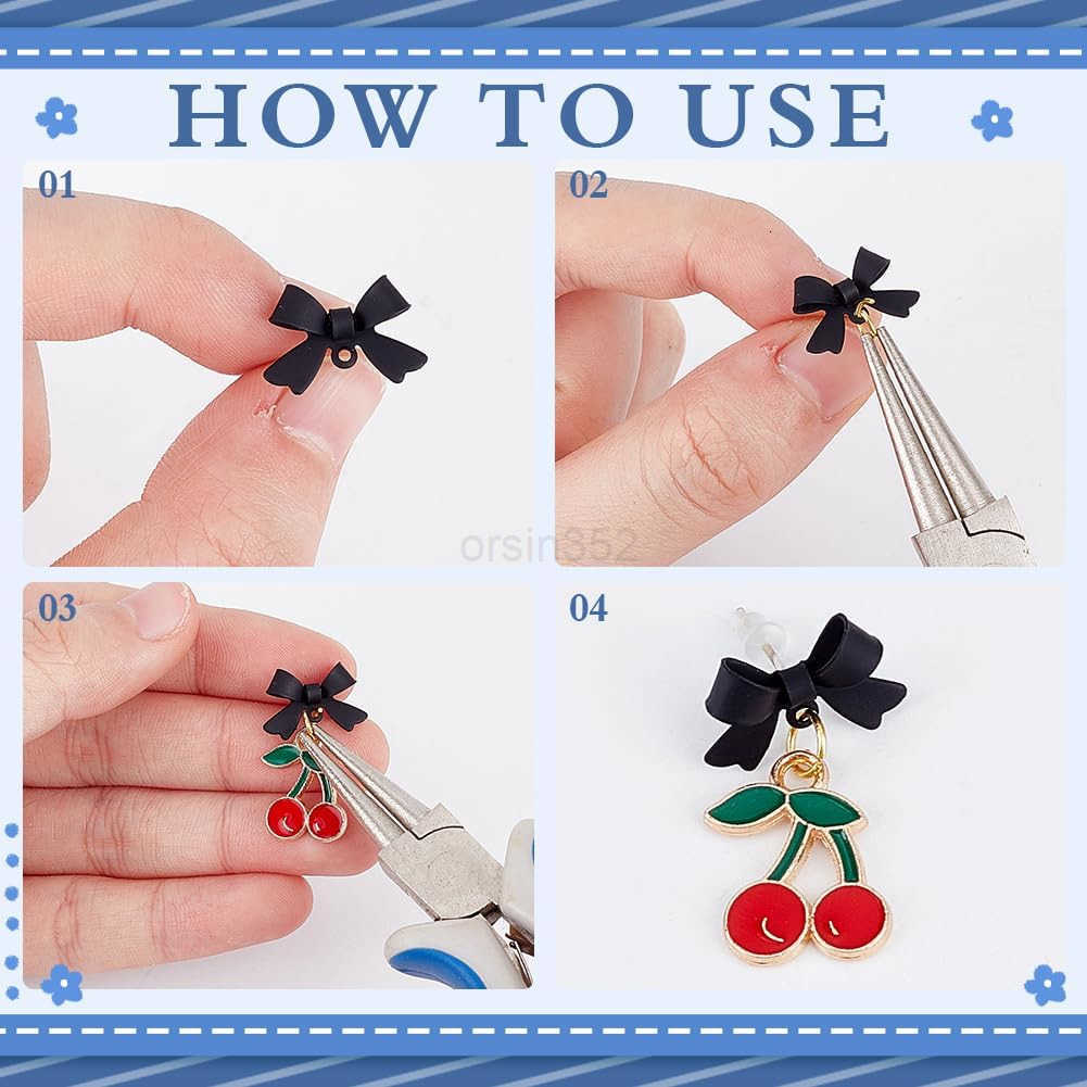 42Pcs Bow Stud Earrings 925 Sterling Silver Alloy Earring Post with Loop 84Pcs Backs Black Bowknot Stud Ear Findings for Women DIY Dangle Crafting Jew