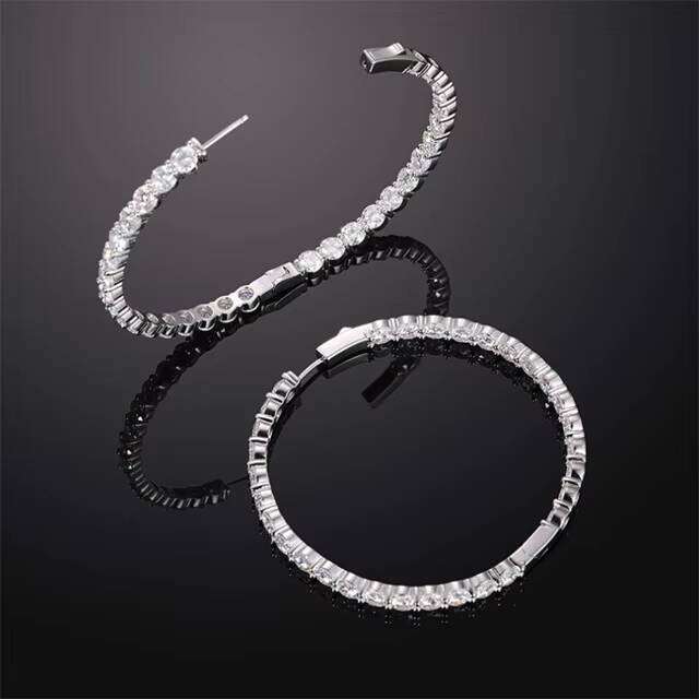 Big Hoop Women Sterling Sier Rose Gold 0.5ct Large Circle Moissanite Dia Earrings for Girl Men