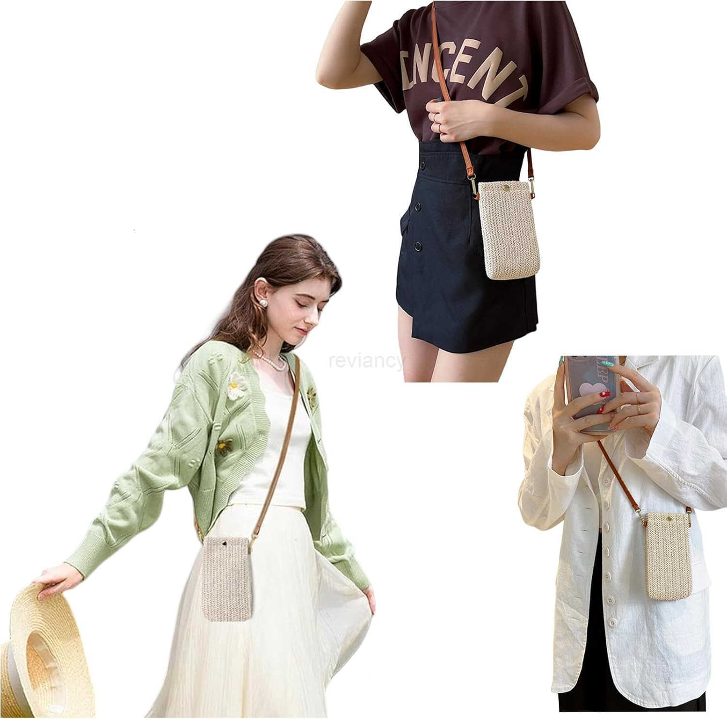 Crossbody Phone Bag for Women Ladies Small Crossbody Shoulder Straw Bag Cellphone Bags Purse WalletW250911