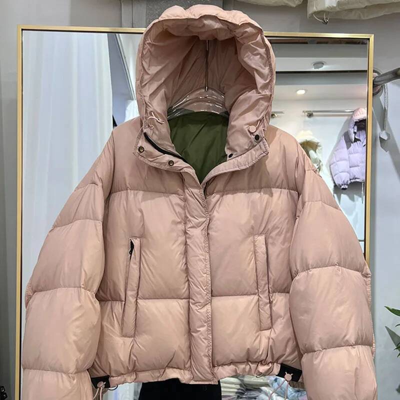 2025 New Winter Thickened Elegance Women Short Hooded Loose White Duck Solid Color Women's Down Jackets H552