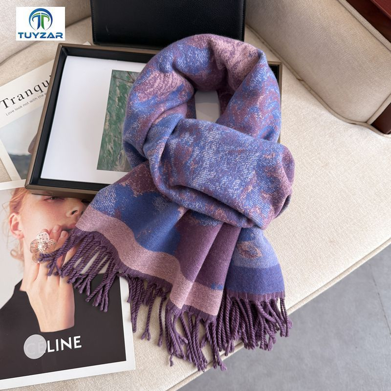 Free shipping Designer Scarves fashion light luxury double-sided scarf for women autumn and winter new style elegant thick warm soft long scarf shawl