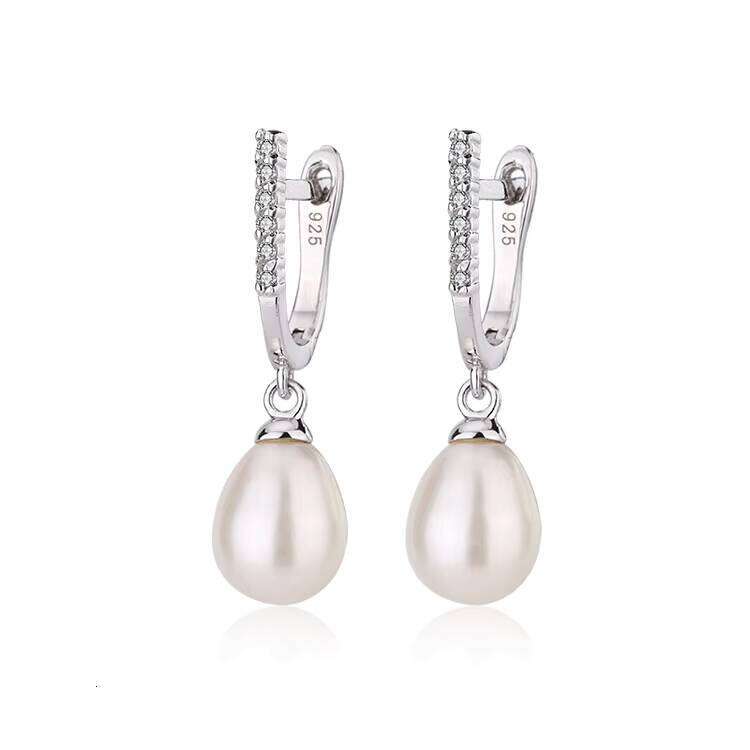 Wholesale Fashion Zircon Moissanite Women Ladies Sterling Sier Fresh Water Pearls Freshwater Pearl Dangle Drop Earrings
