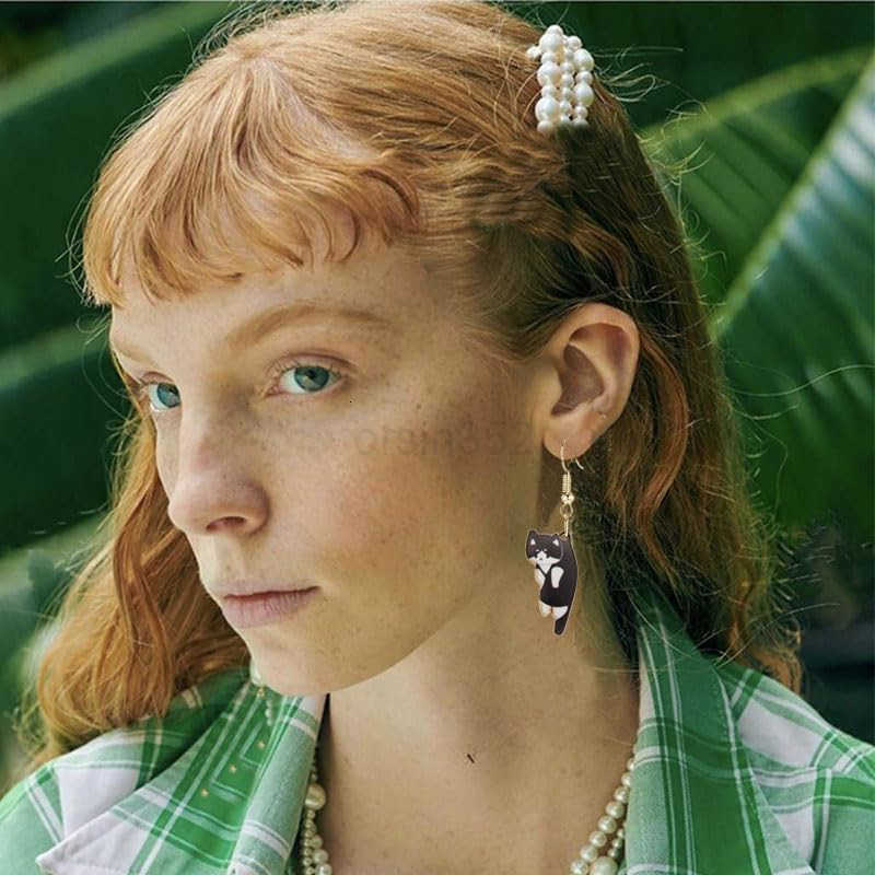 6Pairs Dangling Cat Earrings For Women Kawaii Aesthetic Funny Cartoon Kitten Dangle Earrings French Hook Animals Lover Birthday GiftsW250911