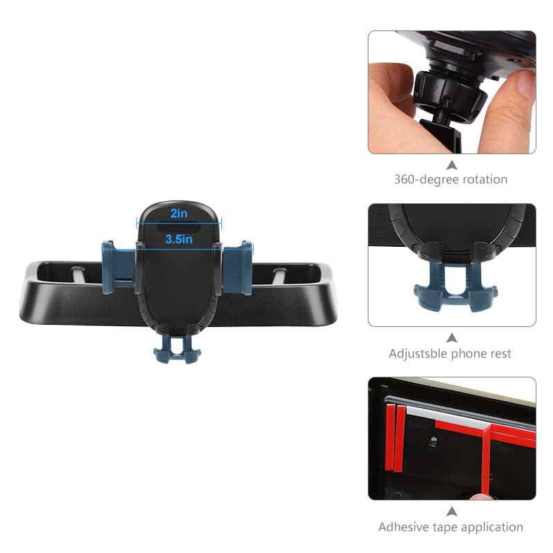 Black 360° Adjustable Mobile Phone Stand Storage Box For Jeep Wrangler TJ 1997-2006 Interior Decoration Accessories