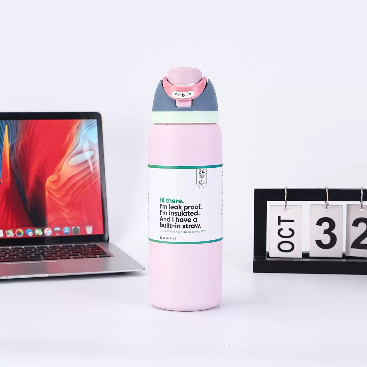 2024 Colorful Insulated Water Bottle with 316 Stainless Steel - OWALA Space Pot Outdoor Vacuum Thermos Drinkware, Reusable Travel Mug, GG1028 dh362813