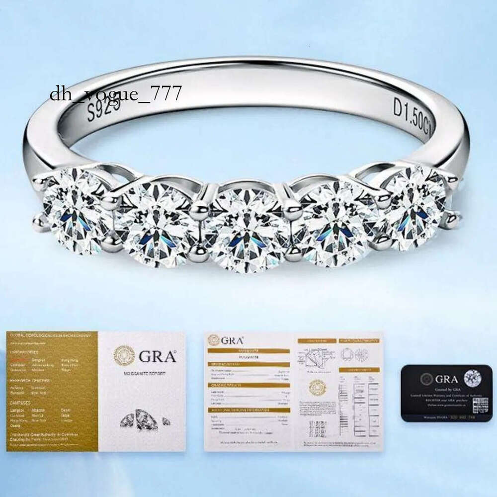 Moissanite Band Promise Ring for Women 100% Original Sterling Sier D White Gold Dia Rings Eternity Wedding Fine Jewelry Gift US Size 4-10