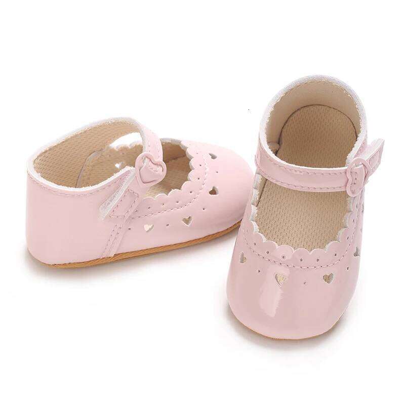 Solid Color Baby Girl Mary Jane With Soft Rubber Sole Anti Slip Spring And Autumn Princess Shoes Suitable For 0-18M Babies