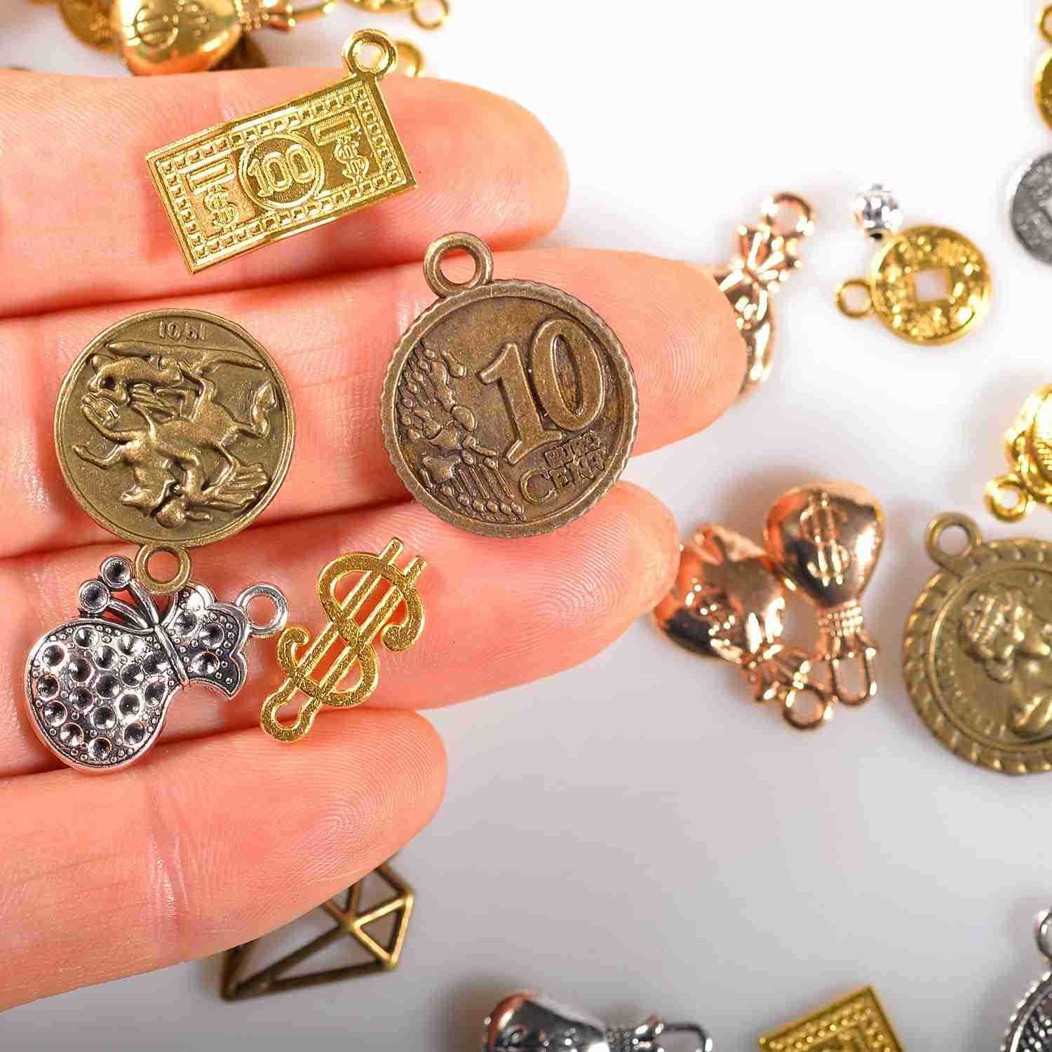 100 G Vintage Antique Metal Charms for Jewelry Making Bulk Silver Gold for Necklace Earrings DIY CraftsW250911