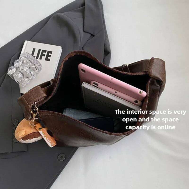 New Trendy Women Crossbody Retro PU Leather Dumpling Shoulder Fashion Large Capacity Tote Bag Lightweight Handbags