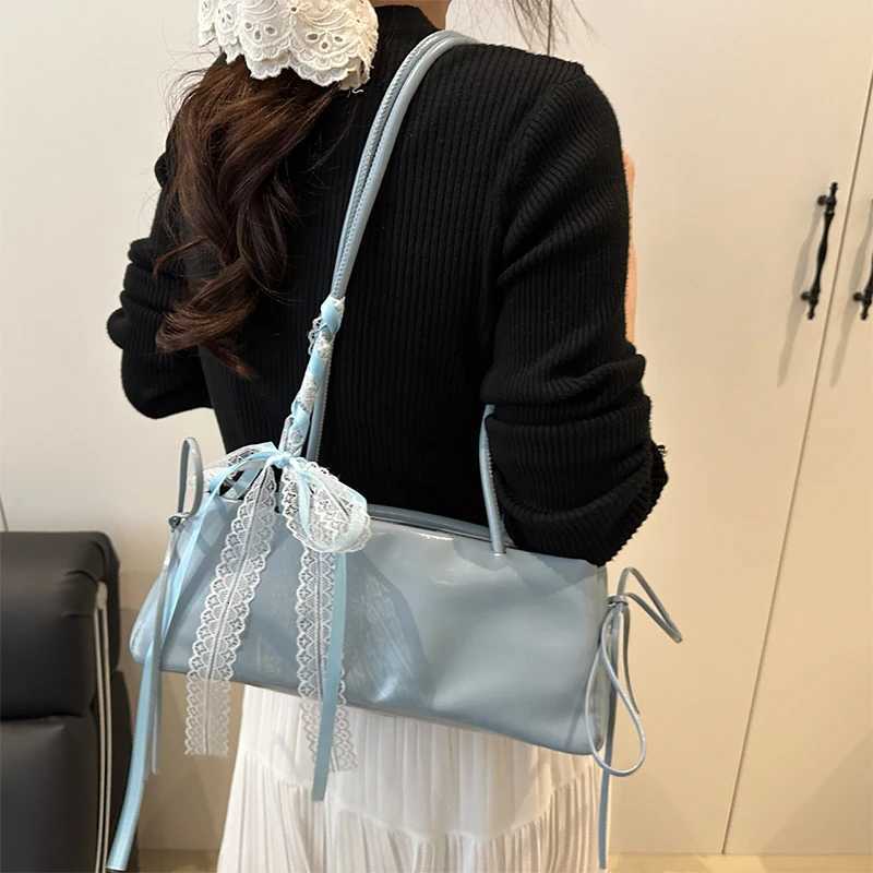 French Elegant Square Bag Korean Bow Decoration Pu Highquality Bag Niche Simple Ballet Style Shoulder Bag New Casual Women Bags Z250911