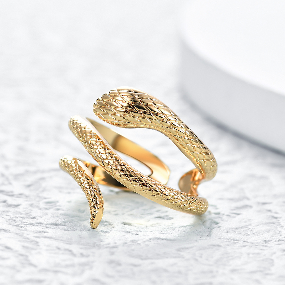 Luxury Brand Designer Jewelry Snake-Shaped Ring European And American Foreign Trade Trendy Copper Inlaid Zircon Vintage Animal Niche Design Elegant Op