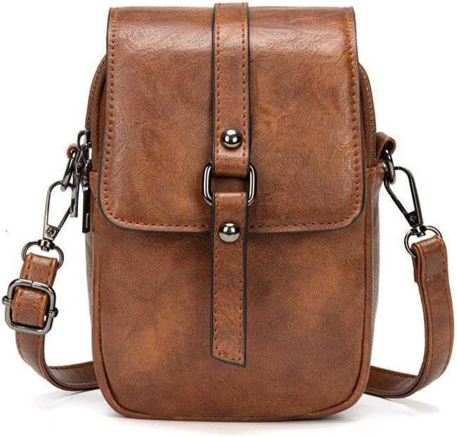 Vintage Crossbody Phone Bag for Women Small PU Leather Shoulder Purse and Handbag with TasselRivet DecorationW250911