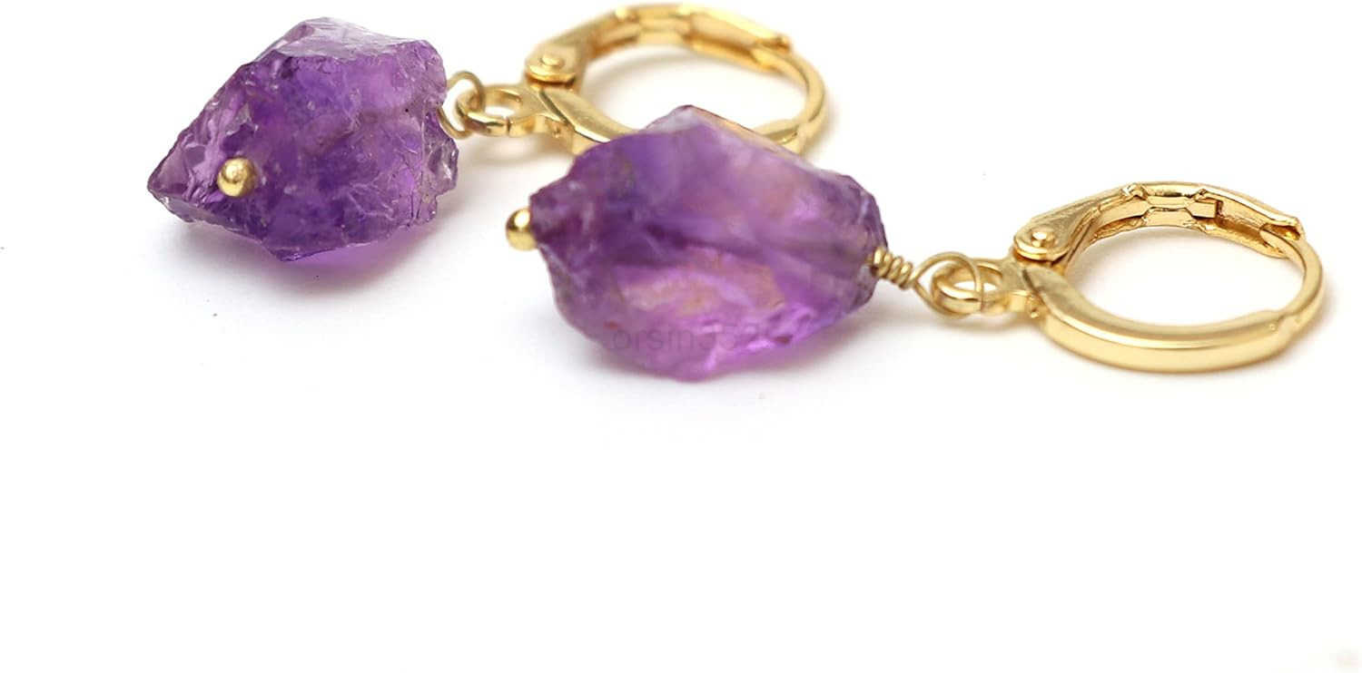 Handmade Gemstone Hoop Earrings Raw Crystal Dangle Jewelry Hypoallergenic Gold Plated Lightweight Elegant Jewelry Gifts For WomenW250911