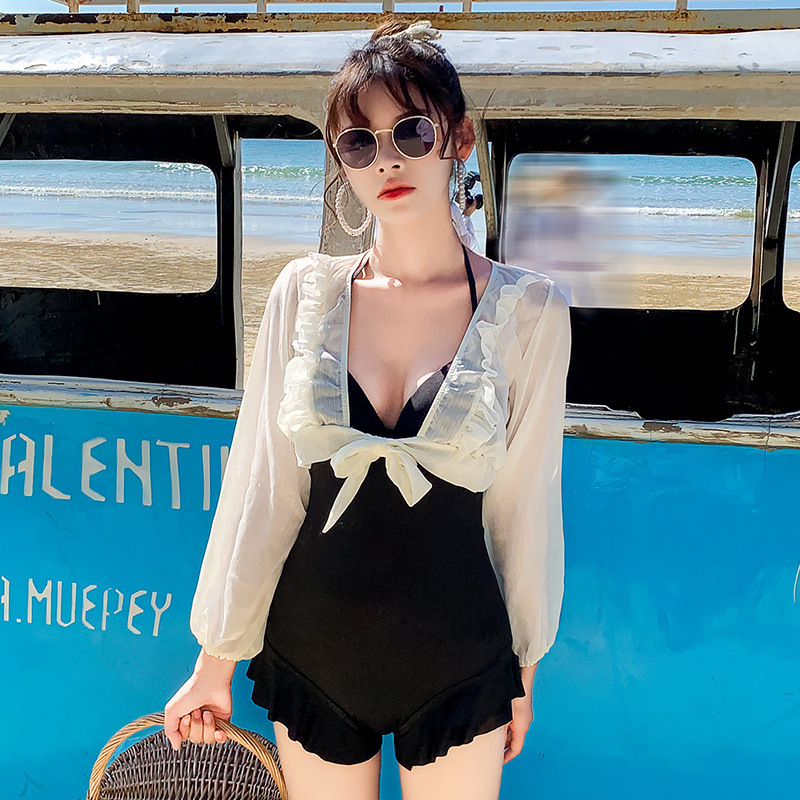 High-End Swimsuit Women, Tummy Covering, Slimming, Conservative Fairy Style, Simple Two-Piece Set for Beach and Hot Springs