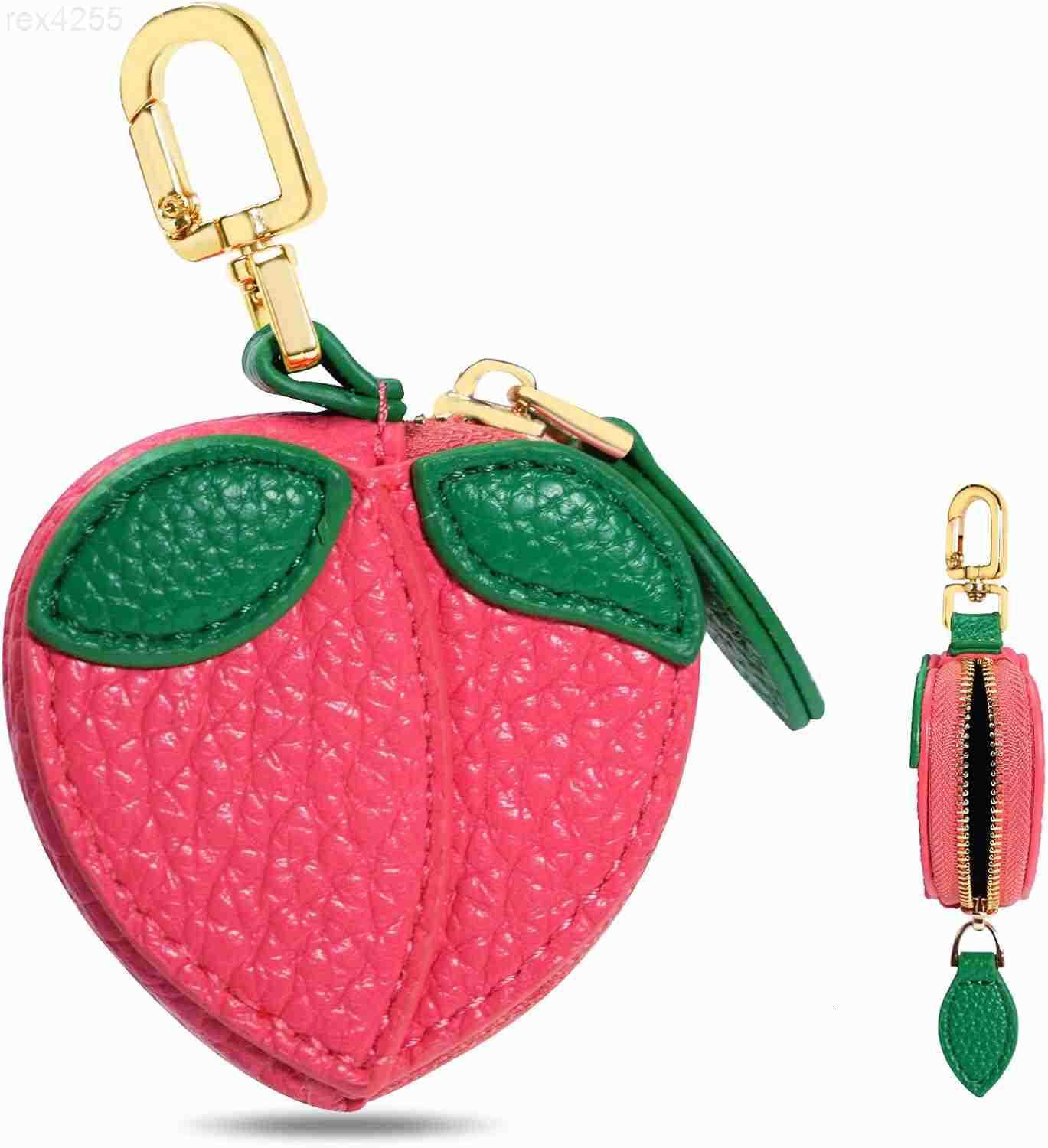 Orange Mini Fruit Coin Purse Keychain Cute PU Leather Mini Pouch Fruit Bag Purse Charm for Handbags Wallets Accessories for Girls WomenW250911