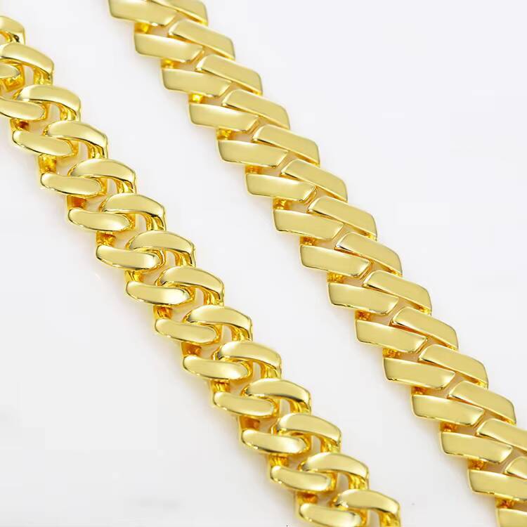 Miami Cuban Link Chain Necklace Bracelet 15mm 12mm 8mm Wide 18k Yellow Gold Plated for Wedding Gift Engagement