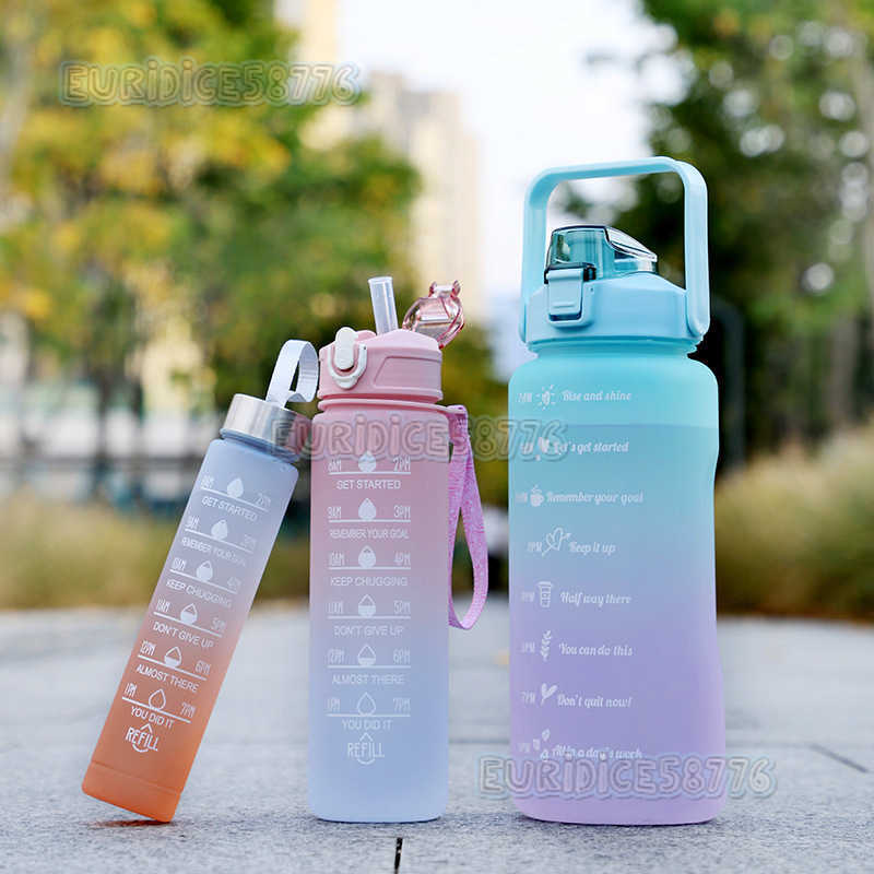 Large Capacity Outdoor Plastic Cup for Women Fitness Sports Straw Water Bottle Student Portable Handy Couple Cup H250911