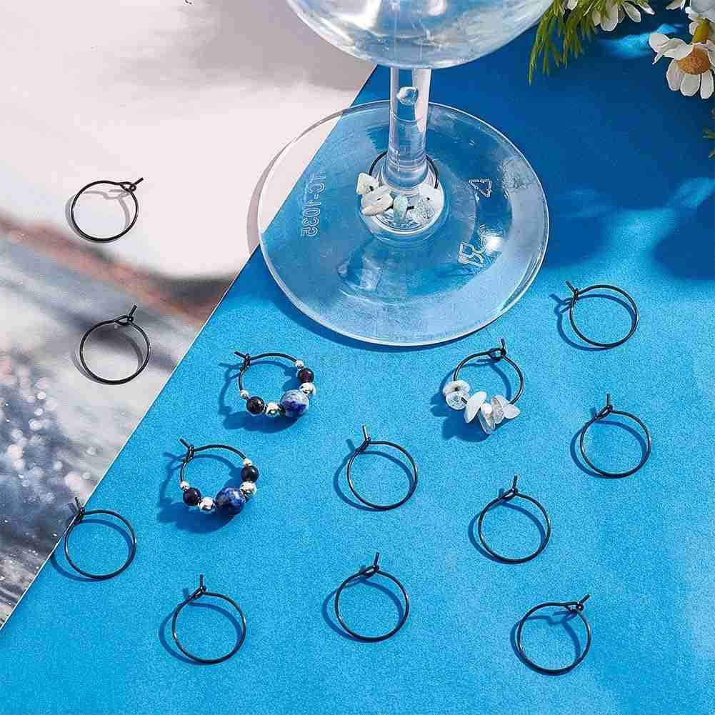 100pcs 20mm Hypoallergenic Stainless Steel Hoop Earring Golden Wine Glass Charm Rings 07mm Pin Earring Beading Hoop for Women Dangle Hoop Earrings Mak