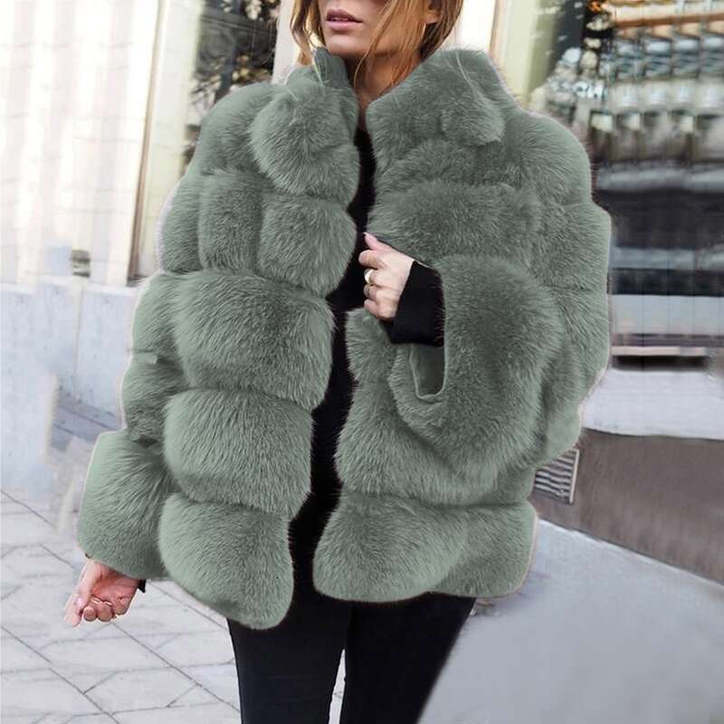 Women's Women's Coat Fox Horizontal Splicing Artificial Fur Ready Batch
