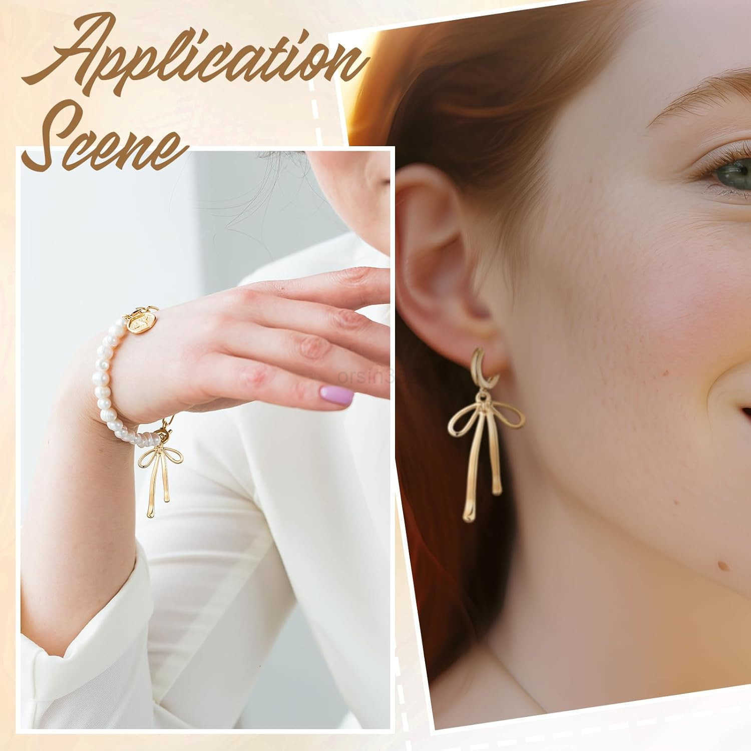 48 Pcs 18k Gold Plated Bowknot Charms Metal Bow Tie DIY Earrings Necklaces Pendant Rhinestone Bowknot Charms for Jewelry Making DIY Crafts Supplies fo