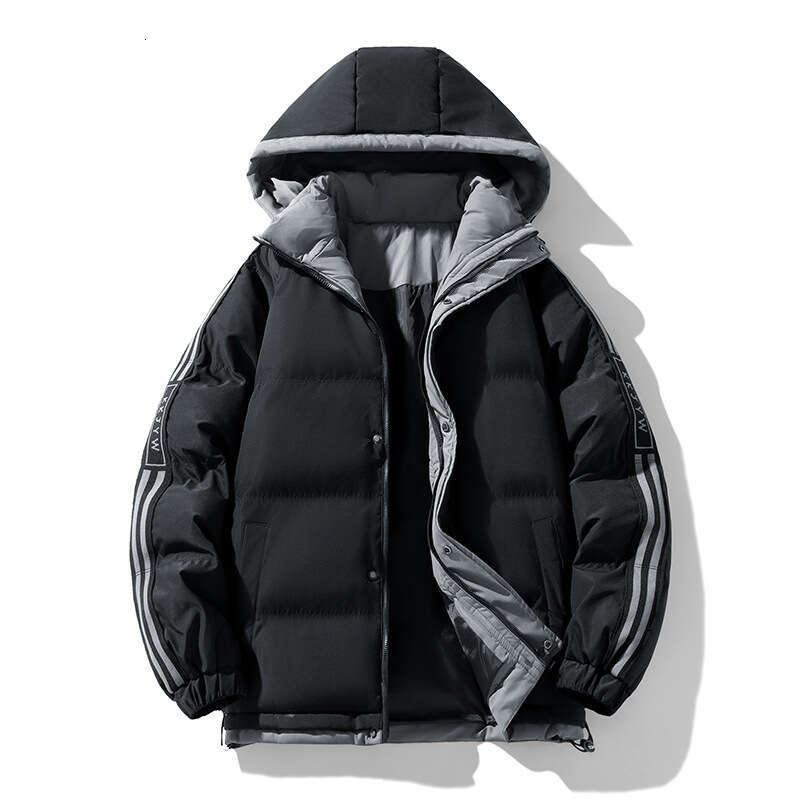 Men's Winter Loose Waterproof Thickened Cotton Casual Warm Puffer Jacket with Hood