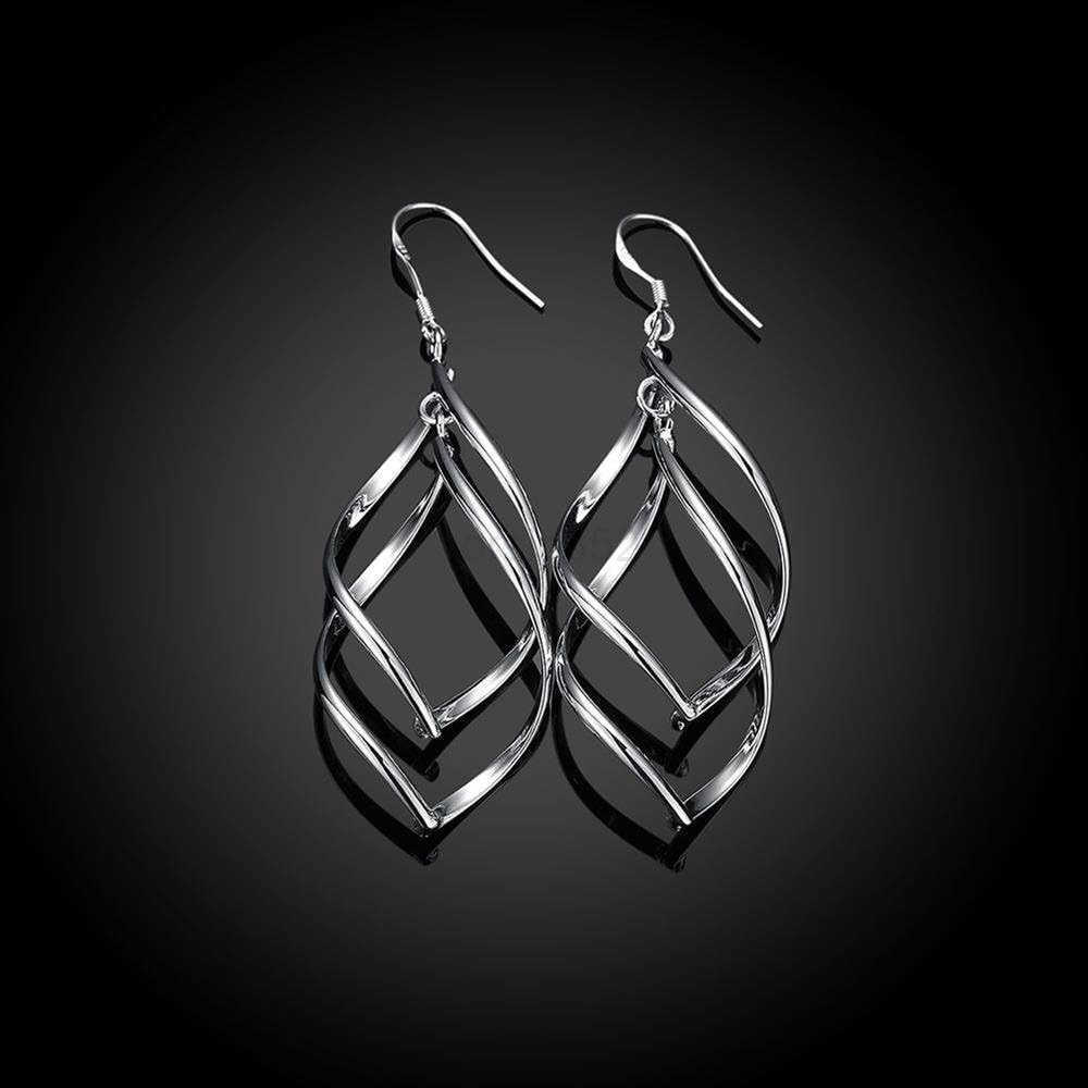 Silver Earrings dangle Hoops Elegant rotating Earring for WomensW250911
